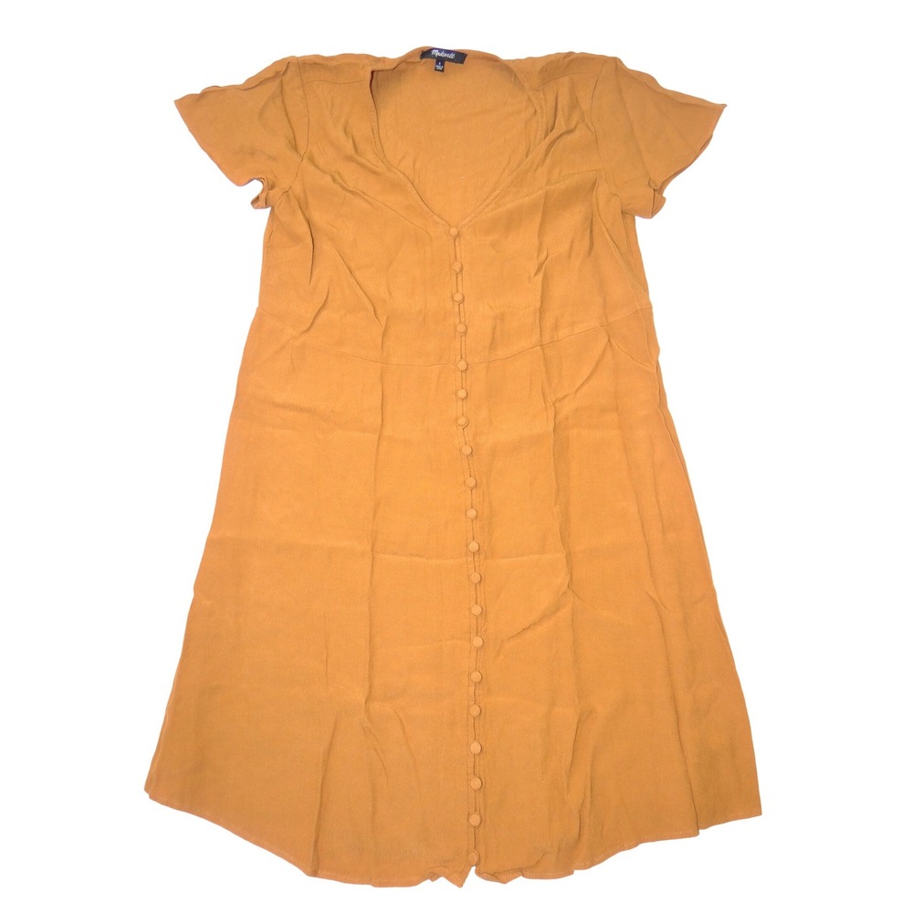 Madewell Ochre Mustard‎ Yellow Button Front Crepe Mini Dress Womens Small S